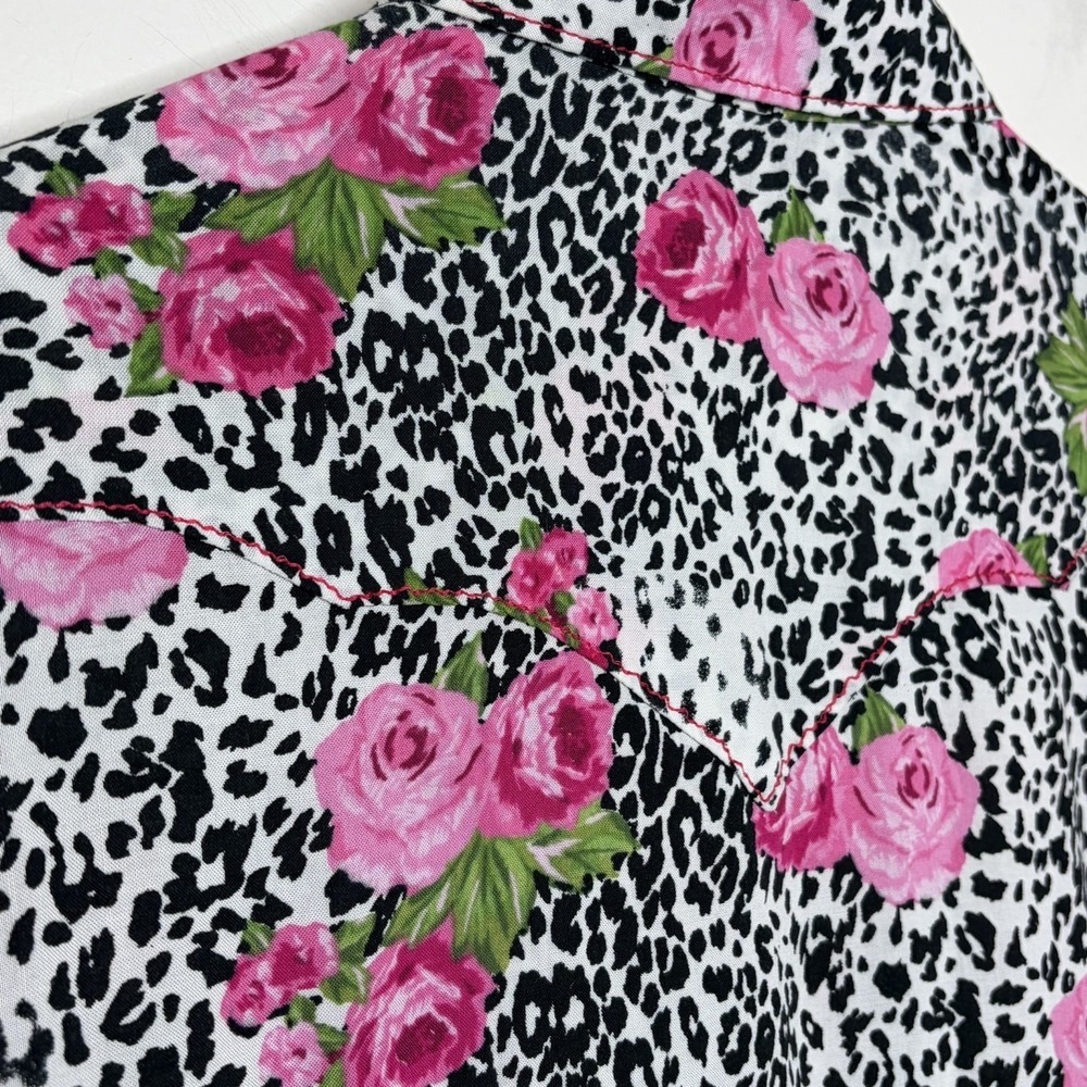 Ariat Rose Floral Leopard Snap Western Shirt Womens Small Cowgirl Rodeo Country - Picture 8 of 8